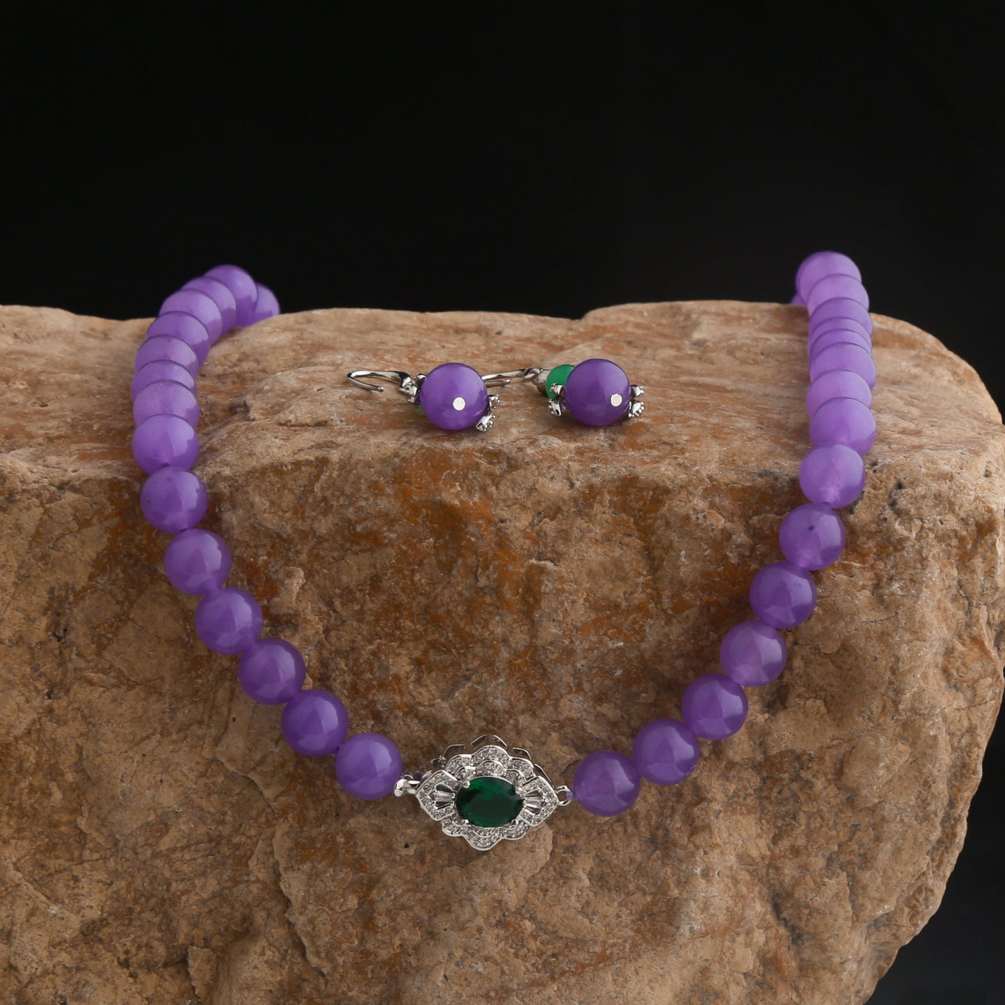 Bohemian Natural Stone Women's Long Necklace Seaside Fashion New Chinese Ethnic Style Medieval Jewelry Set