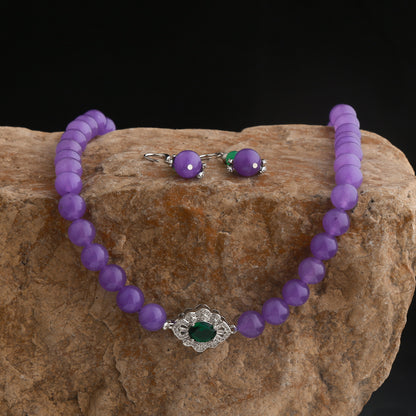 Bohemian Natural Stone Women's Long Necklace Seaside Fashion New Chinese Ethnic Style Medieval Jewelry Set