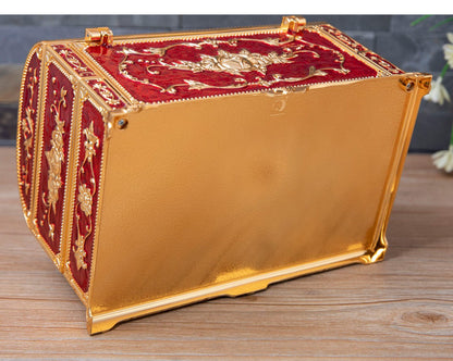Metal Creative Wedding Engagement Jewelry Box Multi-Layer Large-Capacity Jewelry Storage Box Handle with Mirror Feel