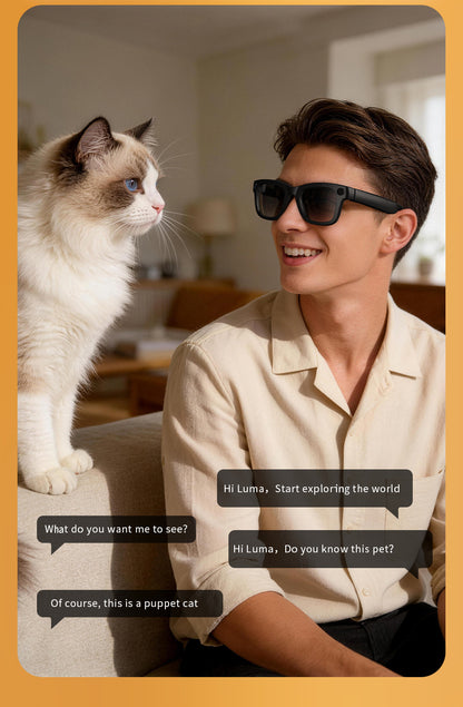 E09 Smart Camera Glasses, Fashionable Video Eyewear, TR Flexible Material, Dual Microphone Noise Reduction, Real-time App