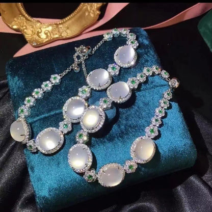 Manufacturer Wholesale High Ice Chalcedony 925 Silver Inlaid Full Diamond Bracelet Pink Agate Jade Women's Bracelet Jewelry