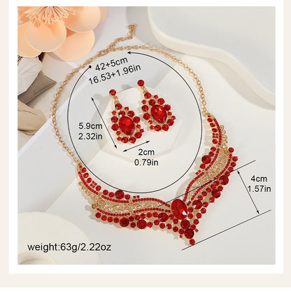 European and American Export Jewelry Bridal Jewelry Accessories Necklace Earrings Set Live Performance Crystal V-Shaped Clavicle Chain for Women
