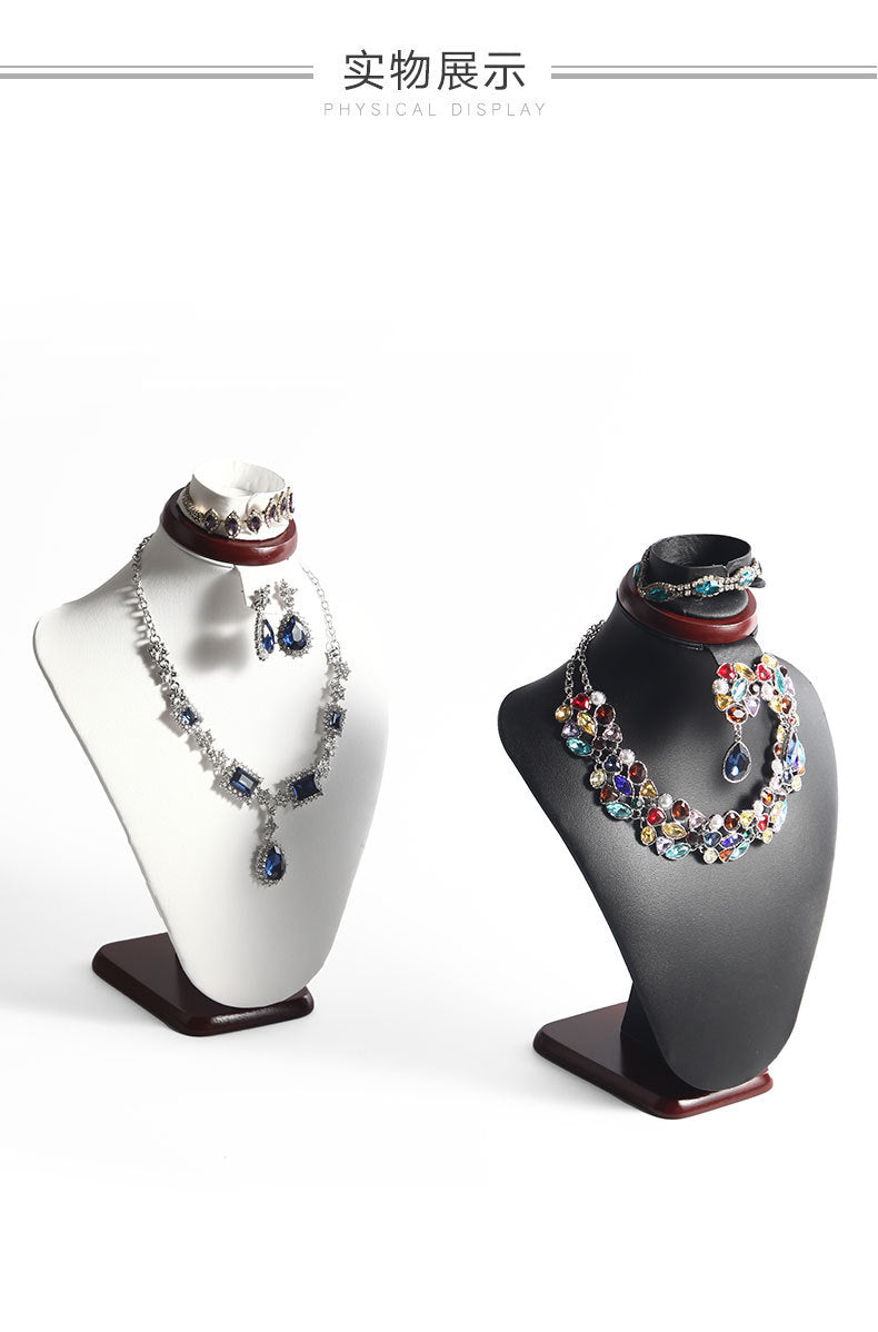 Feather Solid Wood Neck Figure Necklace Display Stand Necklace Jewelry Stand Neck Model Jewelry Jewelry Window