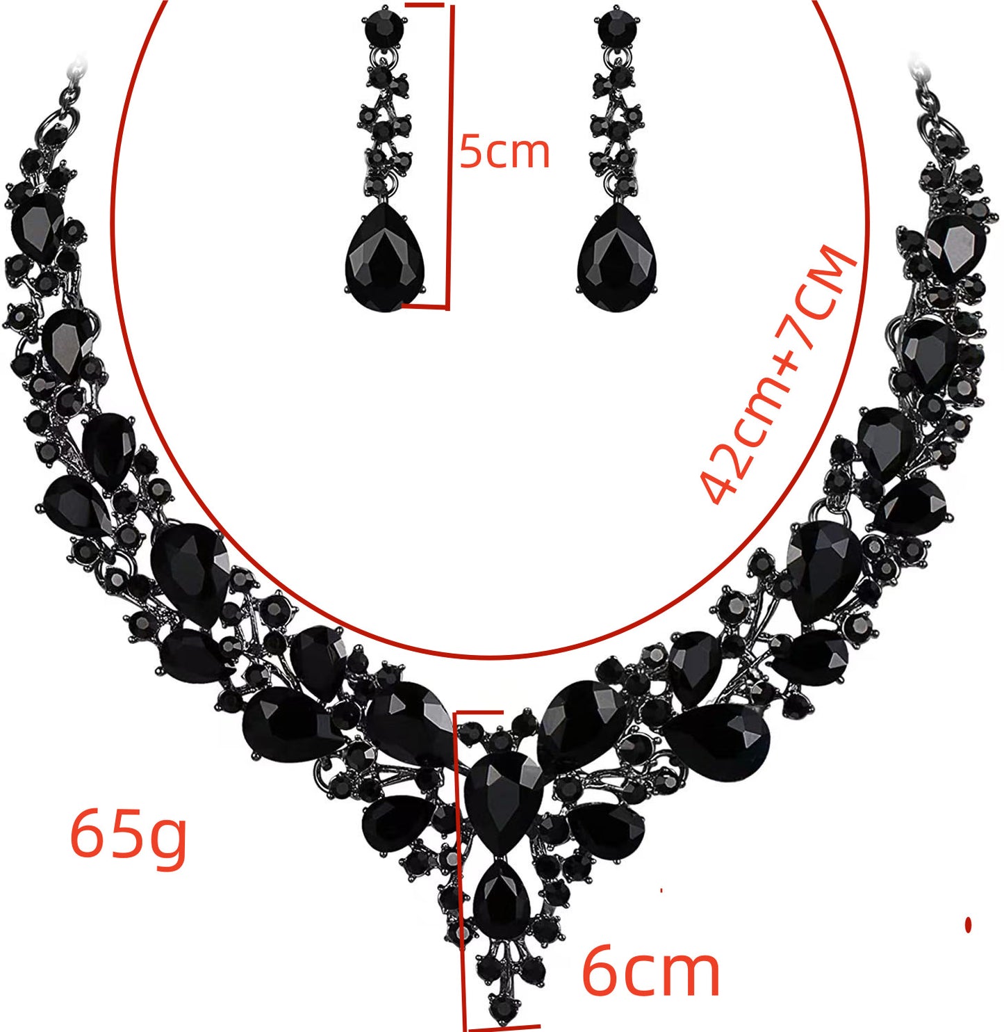 Amazon Cross-Border New European and American Light Luxury Necklace Earrings Wedding Jewelry Set Banquet Rhinestone Women's Jewelry