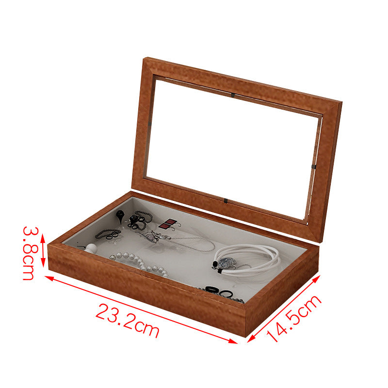 Solid Wood Flannel Jewelry Box Storage Box Ring Necklace Earrings Earrings Desktop Display Box Vintage