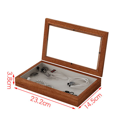 Solid Wood Flannel Jewelry Box Storage Box Ring Necklace Earrings Earrings Desktop Display Box Vintage