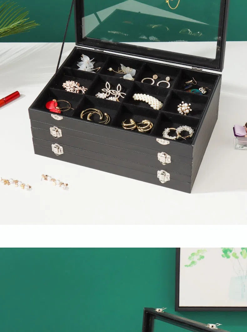 Ear Clip Ear Wire Jewelry Box Large Capacity Ring Necklace Bracelet Display Stand Ear Ring Ear Stud Earrings Storage Box