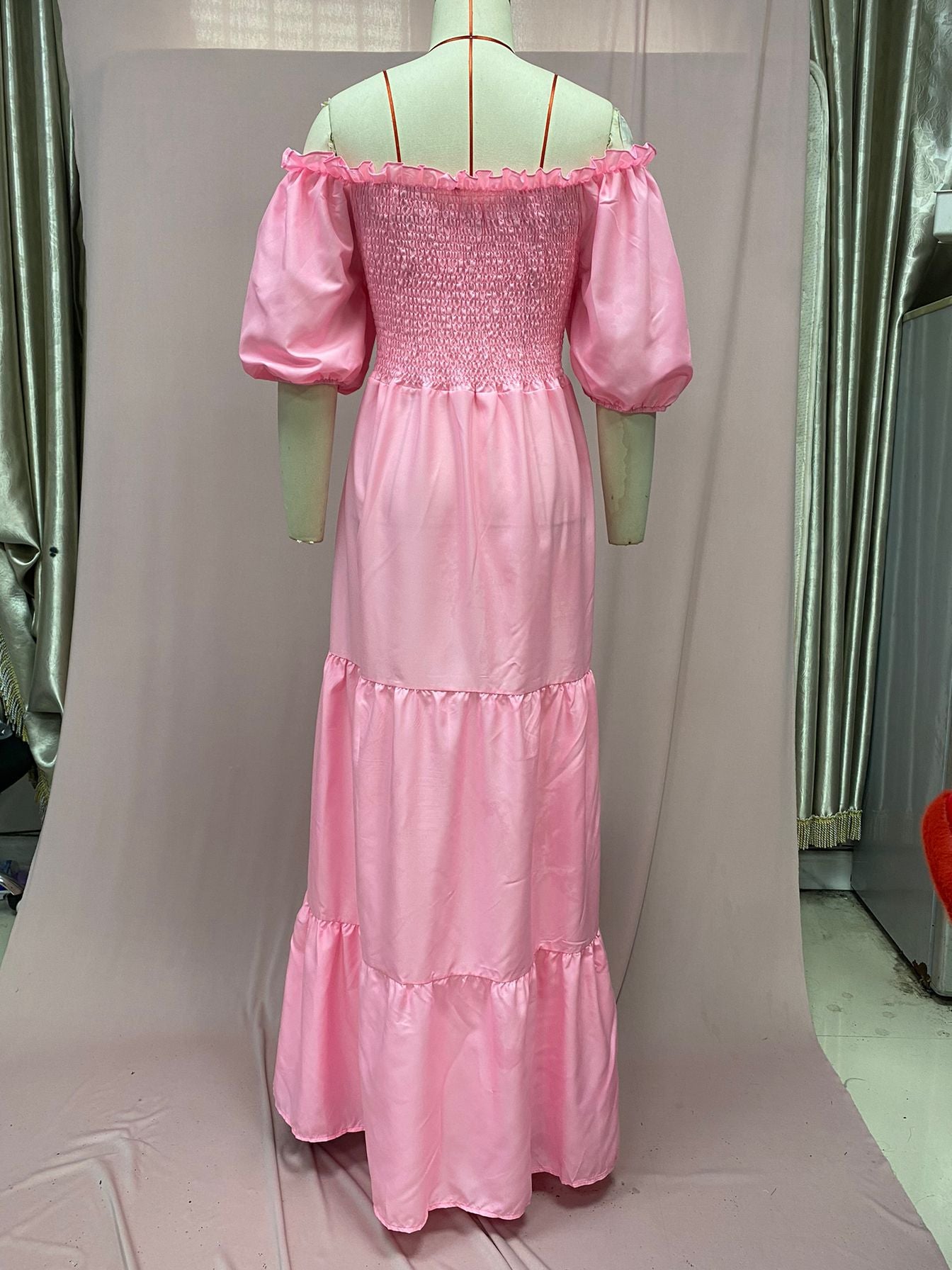 2025 Cross-Border New Spring and Summer European and American Clothing Dress One-Shoulder Floral Off-Shoulder Long Color Fairy Skirt