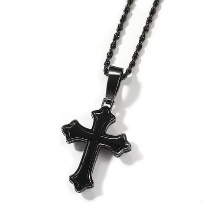 Europe and the United States cross-border jewelry hip-hop cross diamond pendant necklace retro niche Joker Net red necklace wholesale