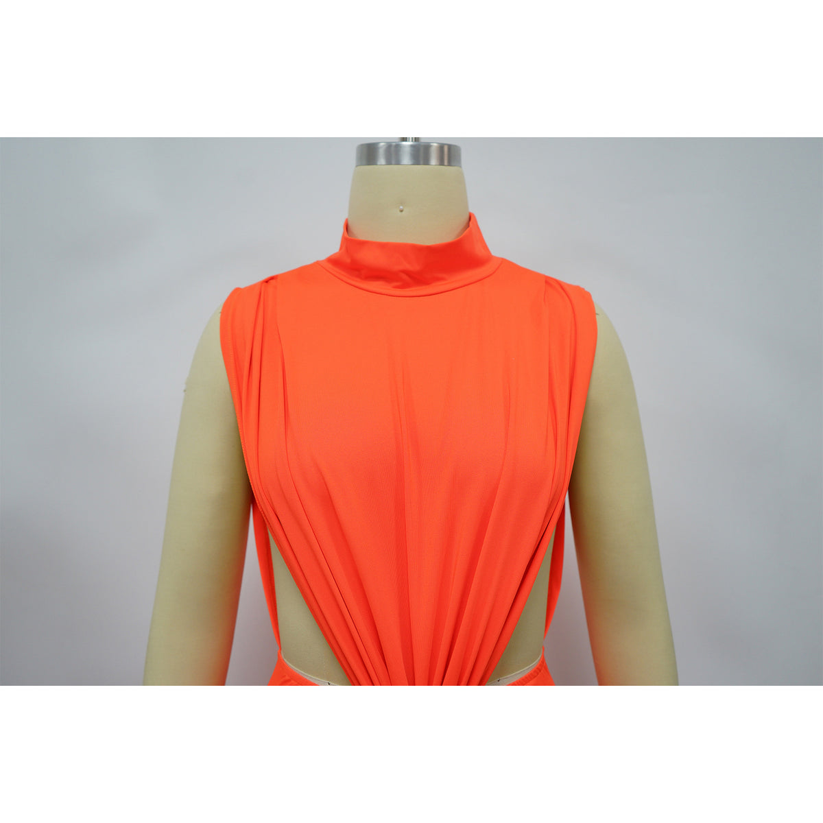 CM.YAYA Women O-neck High Split Ruched Stacked Bodycon Midi Maxi Dress 2024 Evening Party Club Vestidos Sexy Chic Long Dresses