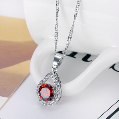 Cross-border ins trendy line jewelry suit angel tears water drop necklace earrings literary female zircon jewelry suit