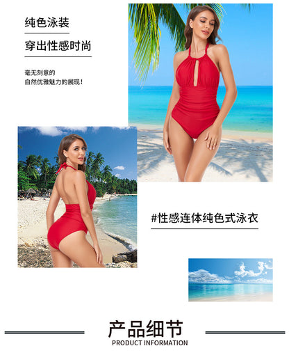 New Cross-Border Manufacturer Direct Supply One-Piece Push-Up Bikini, Waist-Slimming Swimsuit, Large Quantity, Preferential Price