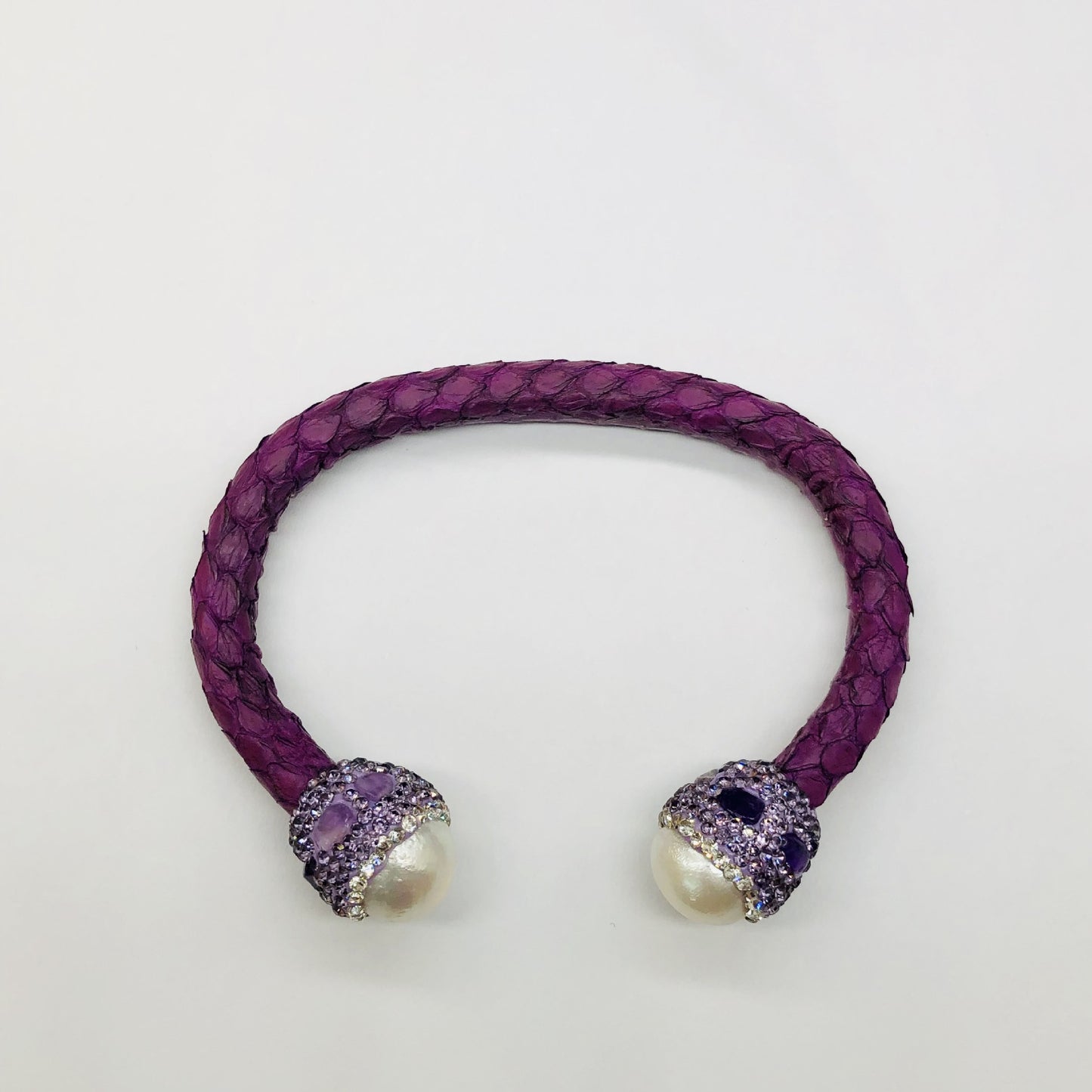 Purple Snakeskin Pearl Jewelry suit Ring Earrings Bracelet Women's Handmade Inlaid Amethyst Diamond Personality Fashion