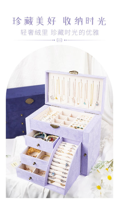 Storage Jewelry Box 2025 New High-End Multi-Layered High-End Necklace Ring Bracelet Large-Capacity Jewelry Box