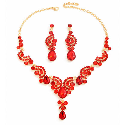 Cross-Border Popular European and American New Bridal Jewelry Wedding Dress Necklace Jewelry Set Women's Rhinestone Jewelry Dress