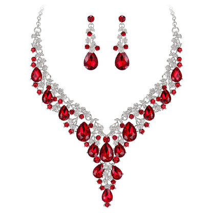 Factory Direct Sales of Cross-Border Popular Water Drop Necklace and Earrings Jewelry Sets, Wedding Dresses, Evening Wear, New Jewelry Accessories