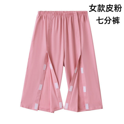 Summer patient care clothing easy to put on and take off hospital gown short sleeve cotton middle-aged and elderly medical clothing fracture clothing wholesale