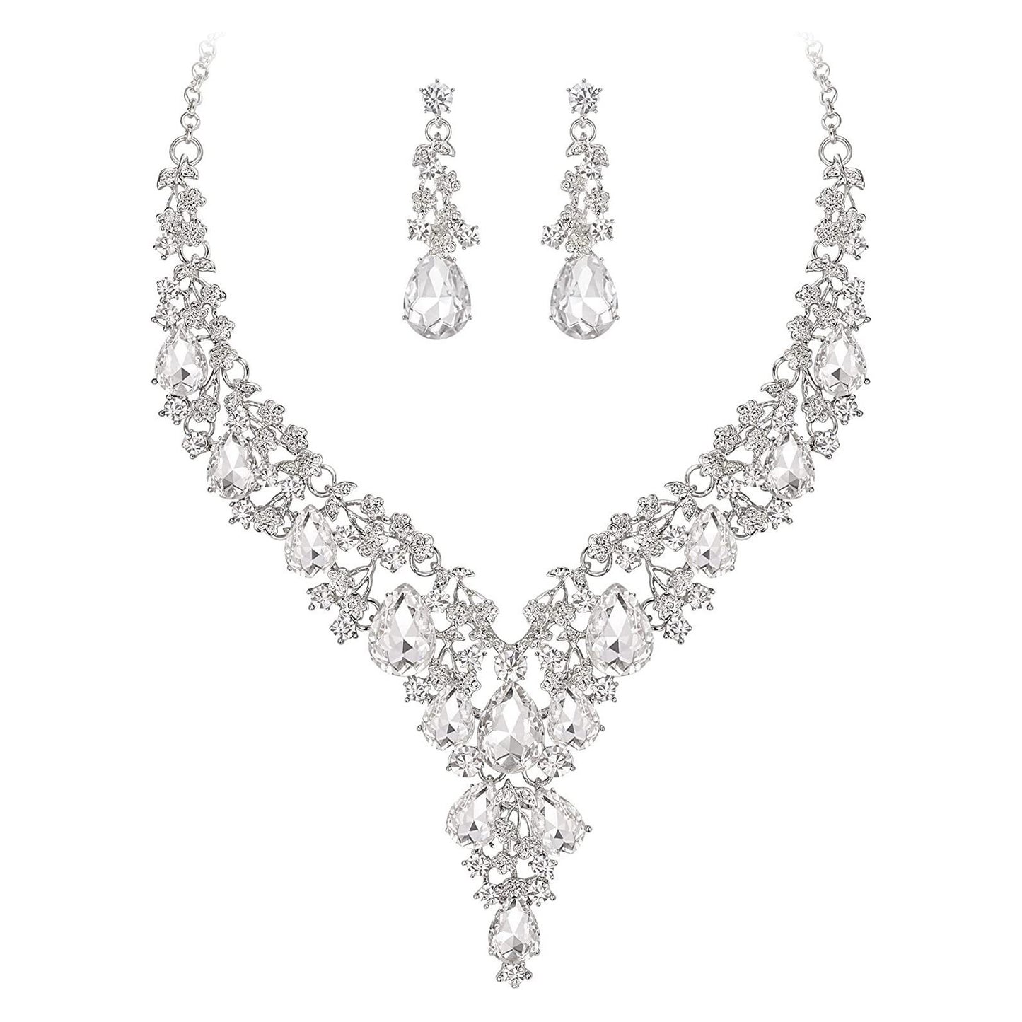 Factory Direct Sales of Cross-Border Popular Water Drop Necklace and Earrings Jewelry Sets, Wedding Dresses, Evening Wear, New Jewelry Accessories