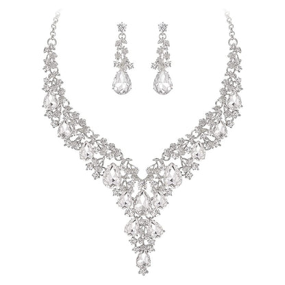 Factory Direct Sales of Cross-Border Popular Water Drop Necklace and Earrings Jewelry Sets, Wedding Dresses, Evening Wear, New Jewelry Accessories
