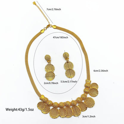 Imitation gold flower necklace earrings suit Dubai India Nigeria brass gold plated women wedding jewelry lot