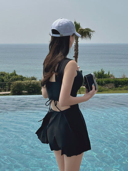 2025 New Swimsuit for Women, Conservative Belly-Covering, Slimming Look and Gathering Girl's High-End Hot Spring Anti-Exposure Swimsuit