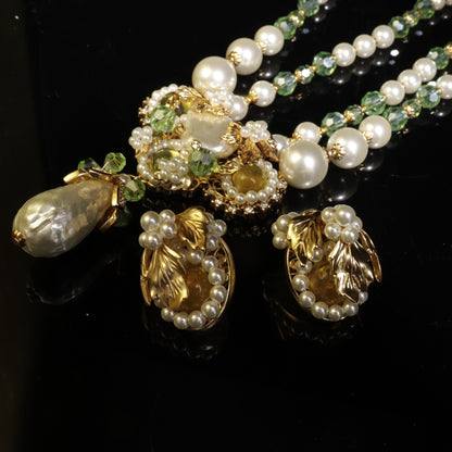 Middle Ancient Jewelry suit Baroque Water Drop vintage Court Style Elegant Retro Woolen Chain Pearl Earrings