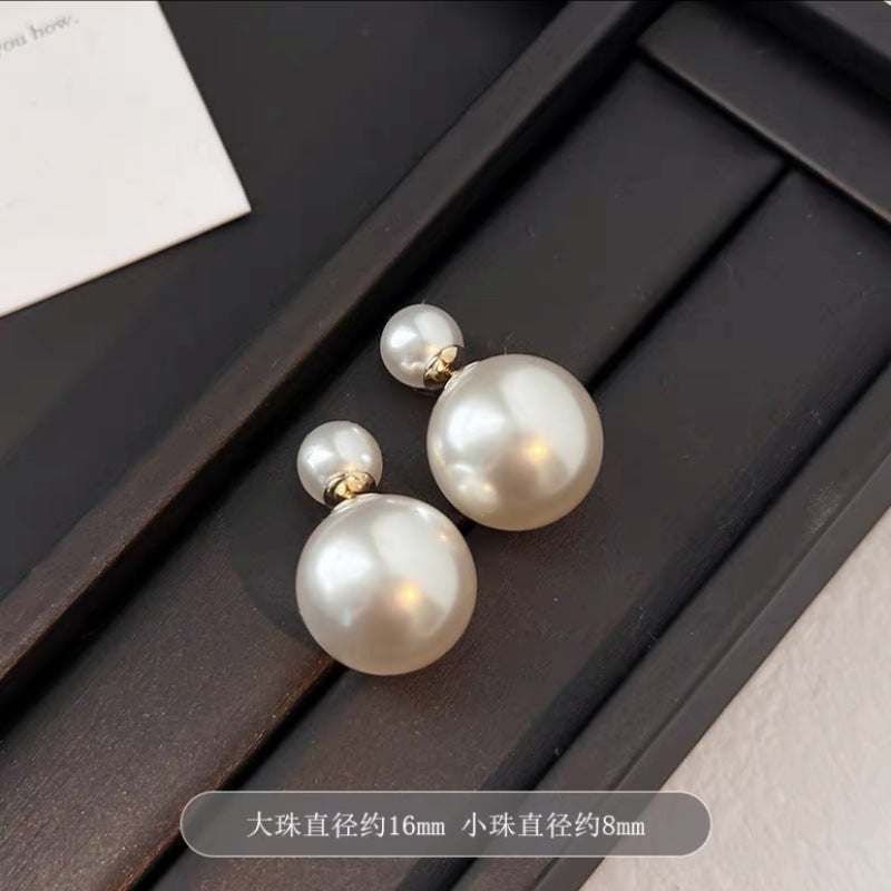 Shijia size pearl earrings women's 2024 new style multi-wearing light luxury temperament earrings s925 silver needle ear jewelry