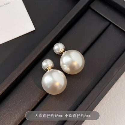 Shijia size pearl earrings women's 2024 new style multi-wearing light luxury temperament earrings s925 silver needle ear jewelry
