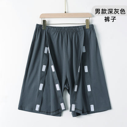 Summer patient care clothing easy to put on and take off hospital gown short sleeve cotton middle-aged and elderly medical clothing fracture clothing wholesale