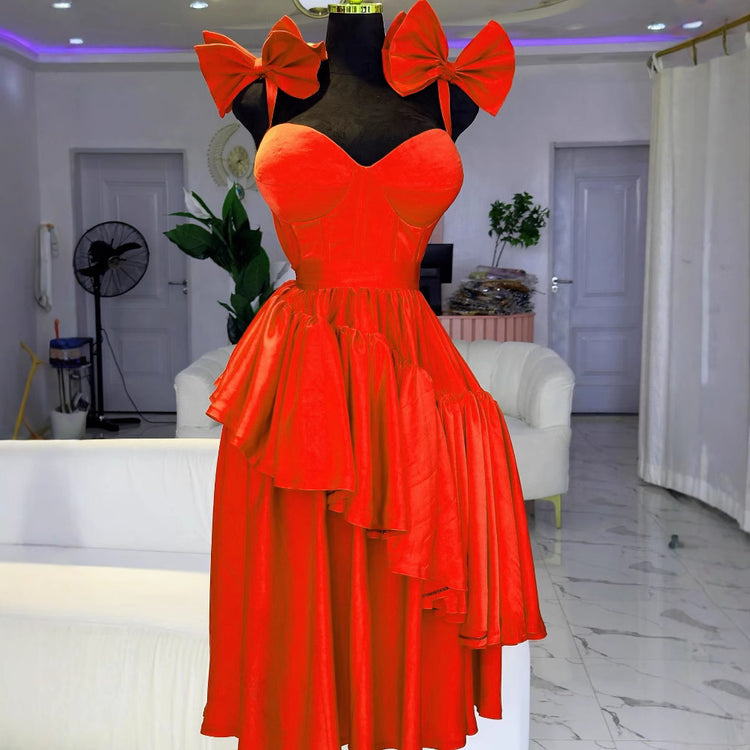 Cross-border source fashion waist sling strap bow sexy dress African women's clothing