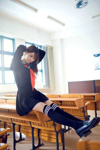 Japanese sailor suit Anime costume Girls High school student uniform ,Long-sleeve JK uniform sexy clothing navy color