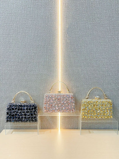 New Cross-border Banquet Handbag Women's Handheld Crossbody Bag Shoulder High-end Small Bag Full Diamond Shiny Evening Bag