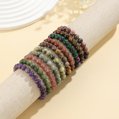 European and American Cross-Border Hot-Selling Popular Jewelry 8mm Natural Stone Bracelet Amethyst Tiger Eye Stone Agate Bracelet Jewelry
