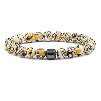 Foreign Trade Hot Selling Fashion Ladies Bracelet 8mm Malachite Beaded Bracelet Jewelry Women's Elastic Bracelet Chain Jewelry