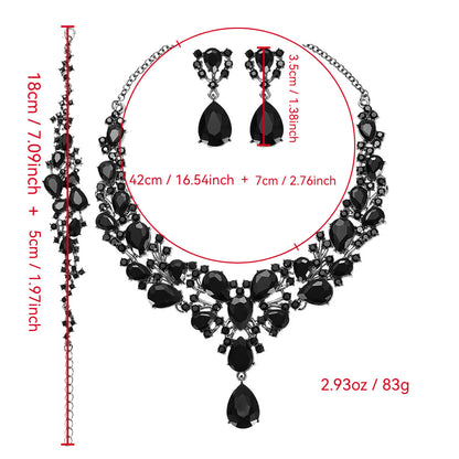Jewelry Popular Exaggerated Bridal Necklace Bracelet Earrings Three-Piece High-End Crystal Banquet Jewelry Set