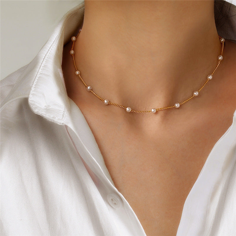 Sweet personality simple natural Joker imitation pearl necklace pearl necklace ladies necklace jewelry wholesale supply