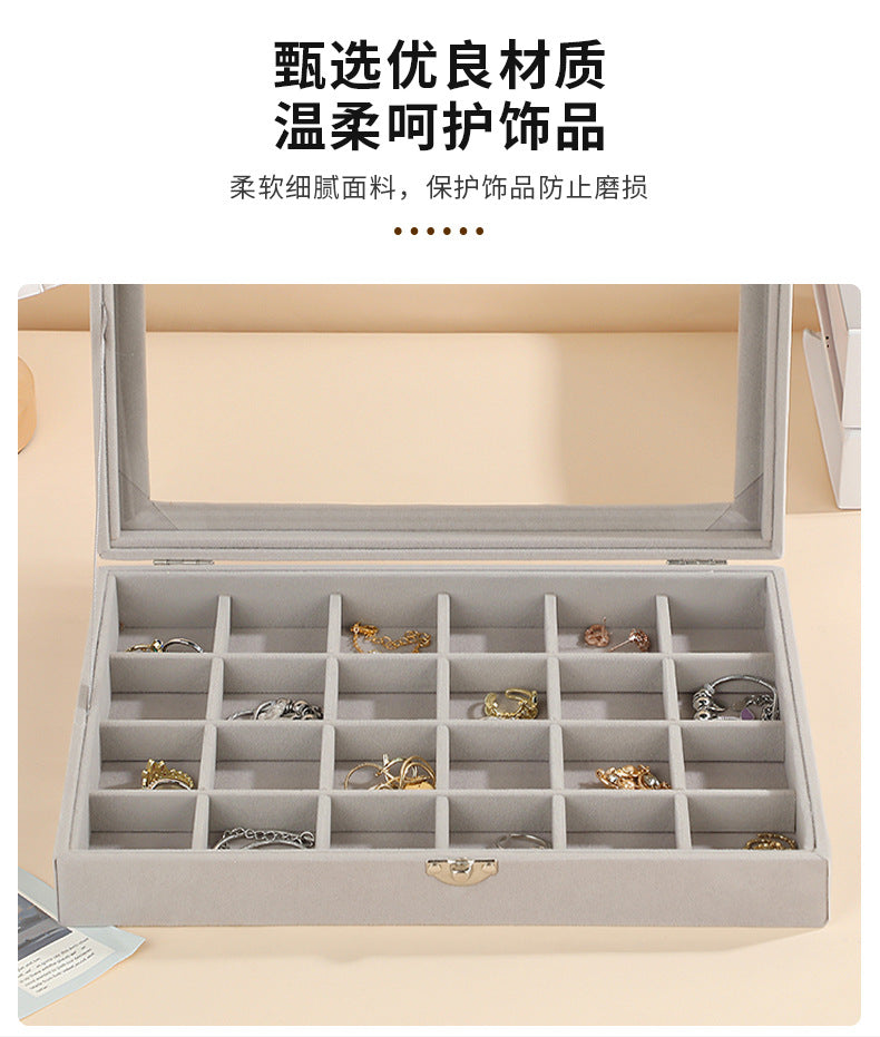 New Jewelry Box Large Capacity Flannel Jewelry Box Ring Necklace Earrings Storage Box Advanced Portable Dust-proof Box