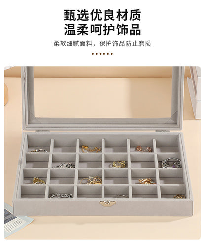 New Jewelry Box Large Capacity Flannel Jewelry Box Ring Necklace Earrings Storage Box Advanced Portable Dust-proof Box