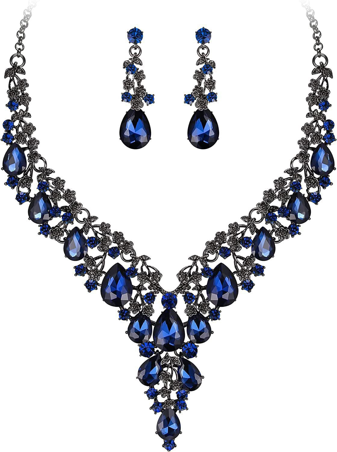 Factory Direct Sales of Cross-Border Popular Water Drop Necklace and Earrings Jewelry Sets, Wedding Dresses, Evening Wear, New Jewelry Accessories