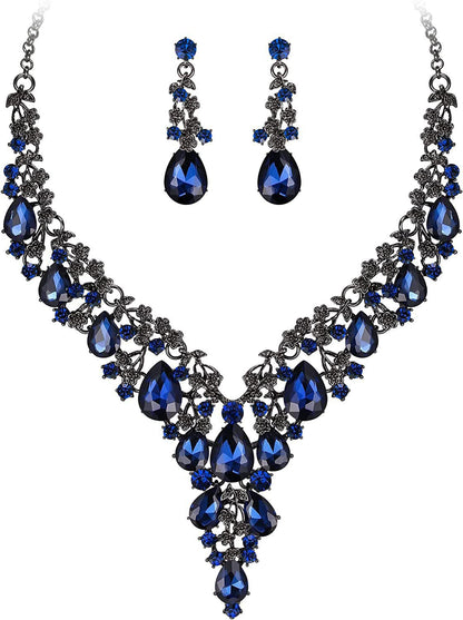 Factory Direct Sales of Cross-Border Popular Water Drop Necklace and Earrings Jewelry Sets, Wedding Dresses, Evening Wear, New Jewelry Accessories