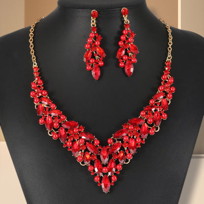 European and American Cross-Border Necklace, Earrings, Jewelry Set, Bridal Banquet Dress Accessories, Fashionable Women's Jewelry, Light Luxury Style