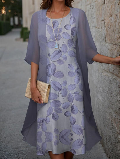 2023 European and American Hot Selling Independent Site Amazon Wish Spring & Fall Fashionable and Elegant Chiffon Dress Two-Piece Set
