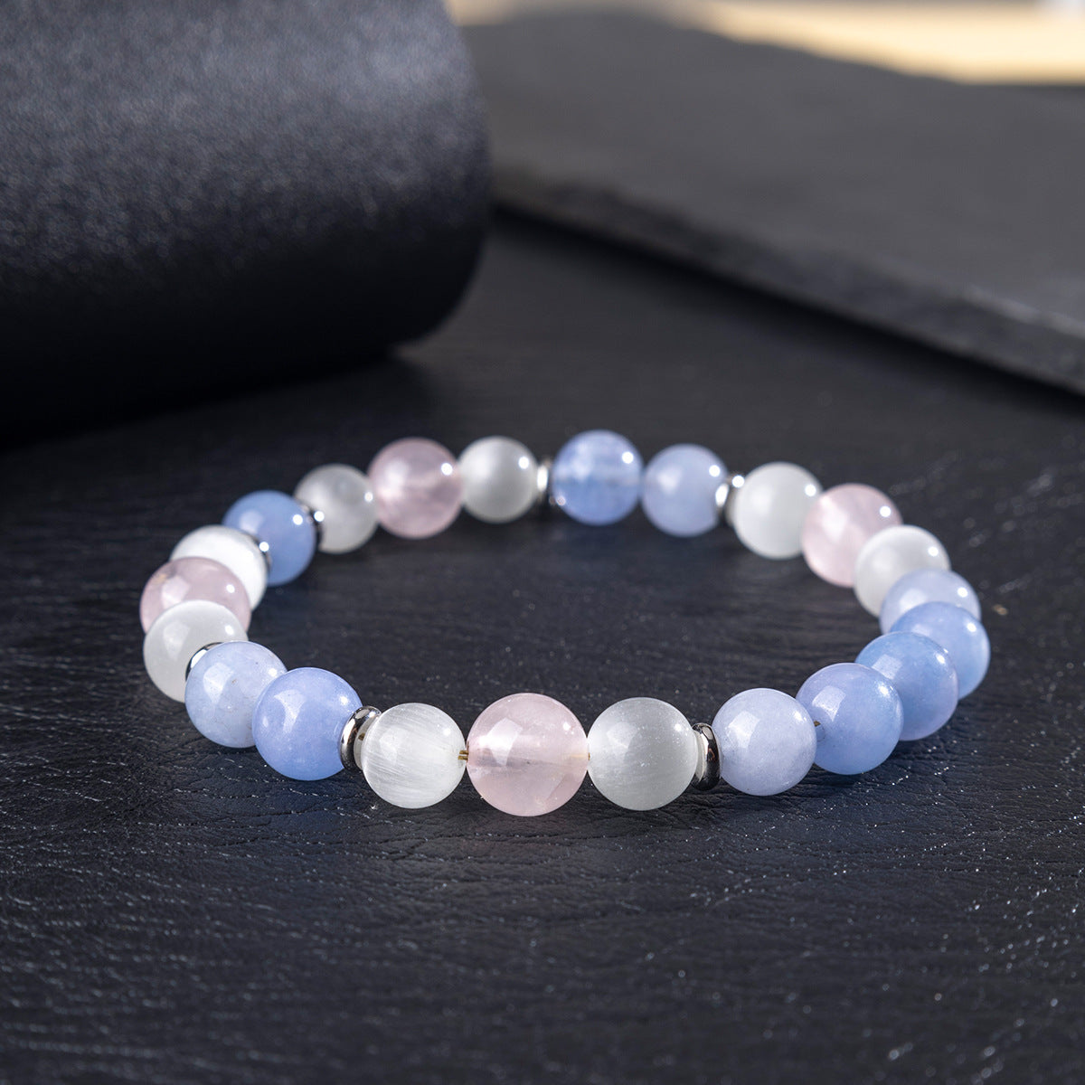 Zhuhang Jewelry Cross-Border New Product Natural Crystal Bracelet Rose Quartz Cat's Eye Women's Bracelet High-End Jewelry Wholesale