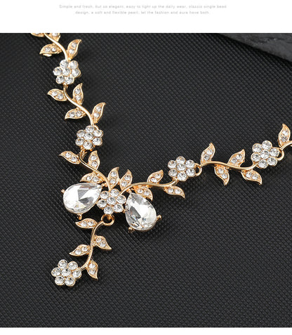 European and American Jewelry Necklaces and Earrings Set High-End Three-Piece Set Bridal Wedding Accessories New Foreign Trade Cross-Border Supply