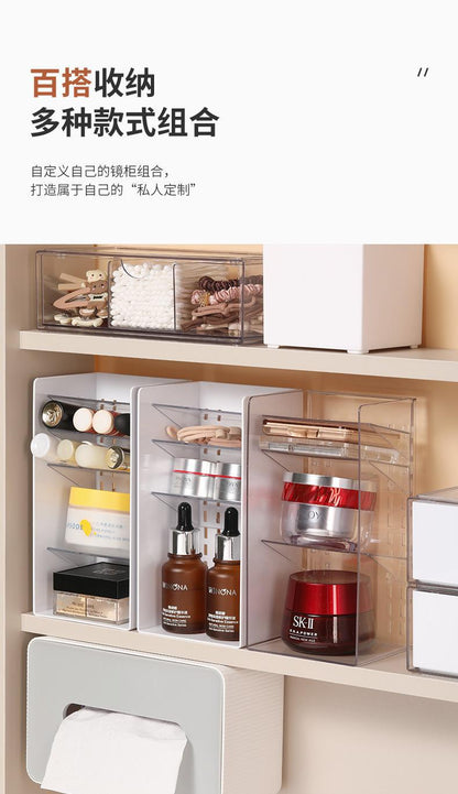 Mirror Cabinet Storage Box Desktop Cosmetics Lipstick Storage Rack Bathroom Bathroom Desktop Dressing Table Organization Box