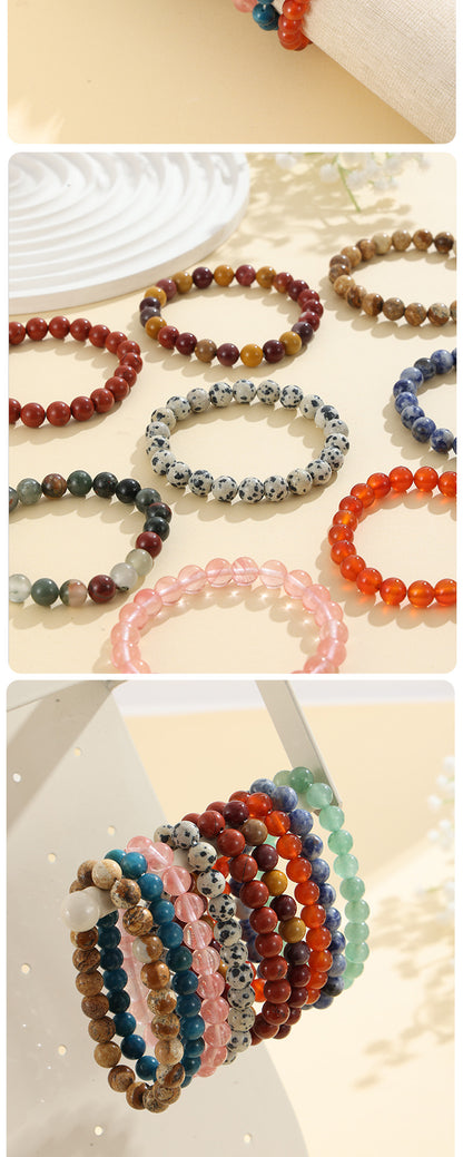 European and American Cross-Border Hot-Selling Popular Jewelry 8mm Natural Stone Bracelet Amethyst Tiger Eye Stone Agate Bracelet Jewelry