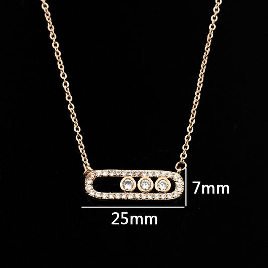 Factory direct Korean creative simple charming zircon two-color necklace jewelry Joker three-color optional