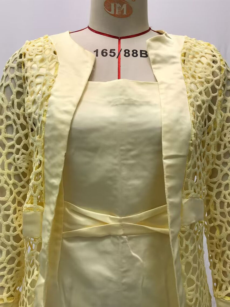 2025 Spot New Women's Color Lace Cardigan Dress Two-Piece Outwear Amazon Wish Export