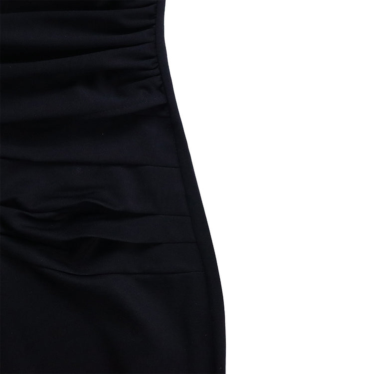 D3168 European and American Clothing Summer Office Dress Three-Quarter Sleeve Pleated Strap Professional Large Size African Dress