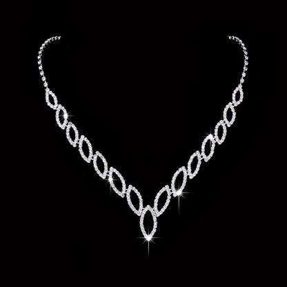 Amazon Cross-Border Jewelry Wedding Photography Women's Necklace Accessories Silver Earrings Necklace Bridal Jewelry Set
